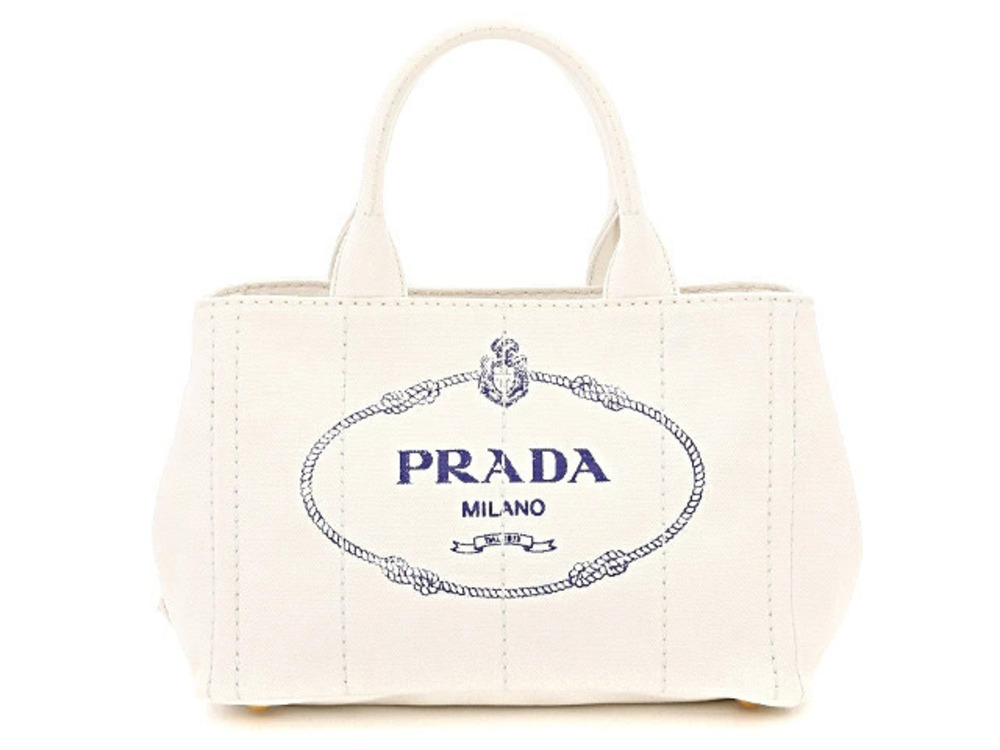 Prada Canapa Handbag Canvas BIANCO BLUE strap